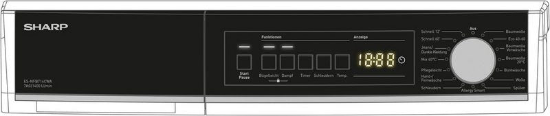 Sharp Waschmaschine ES-NFB714CWA-DE 7 kg 1400 U/min