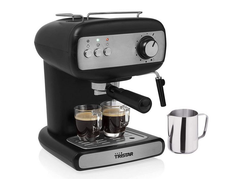 Tristar Espressomaschine italienische Siebdruck Kaffee & Siebträger-Maschine mit Milchaufschäumer für Latte Macchiato & Cappuccino 2in1 auch für Kapseln geeignet