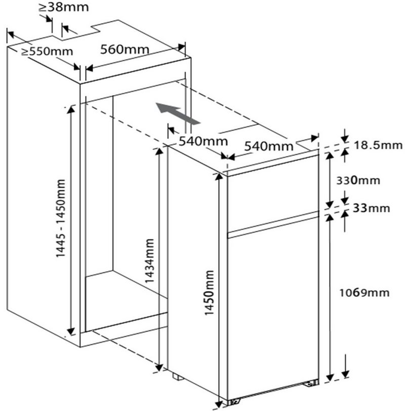 Wolkenstein Einbaukühlgefrierkombination Wolkenstein WDD230.4 EB 54 cm breit