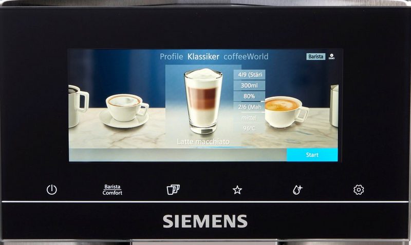 SIEMENS Kaffeevollautomat EQ900 TQ903D43 Home Connect App baristaMode superSilent 68” Full-Touch-Display