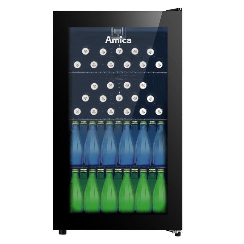 Amica Getränkekühlschrank LED-Beleuchtung Isolierglas Black EEK: F FK 340 120 S