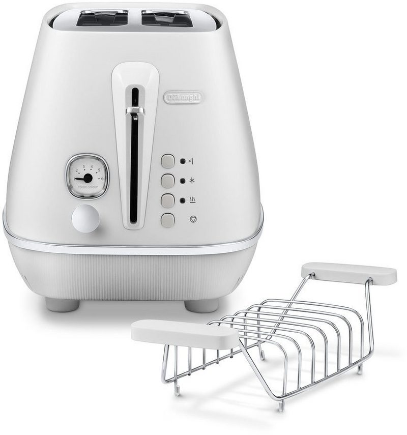 DeLonghi Toaster Distinta Moments CTIN 2103.W – Sunrise White 2 kurze Schlitze für 2 Scheiben 900 W