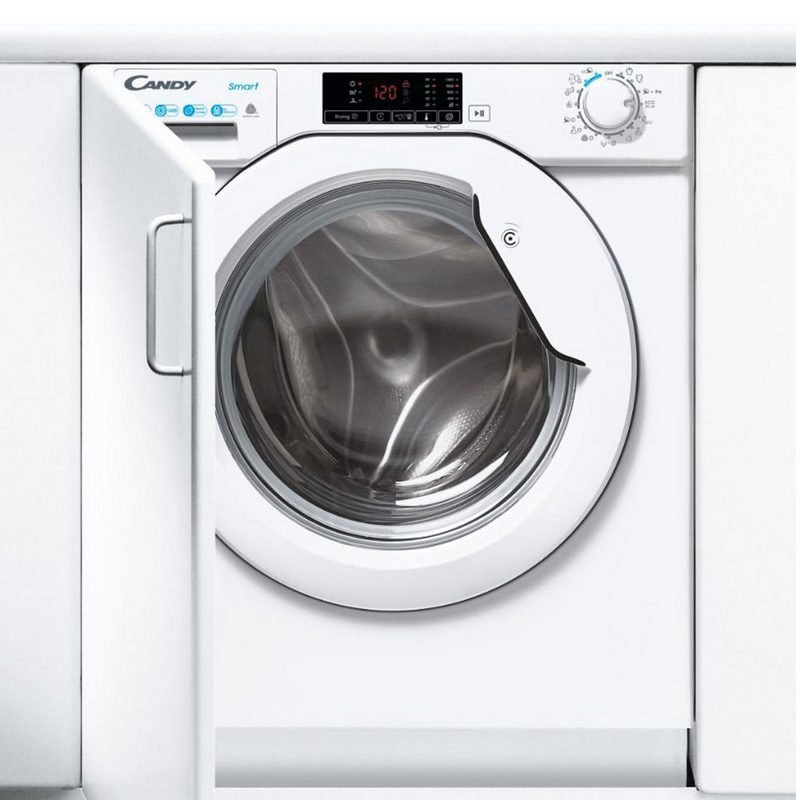 Candy Einbauwaschtrockner weiss CB-D 485D1E/1S 800 kg 5 kg 1400 U/min WiFi Funktion 15 Programme Touch Bedienung Restzeitanzeige Startzeitvorwahl 24 h