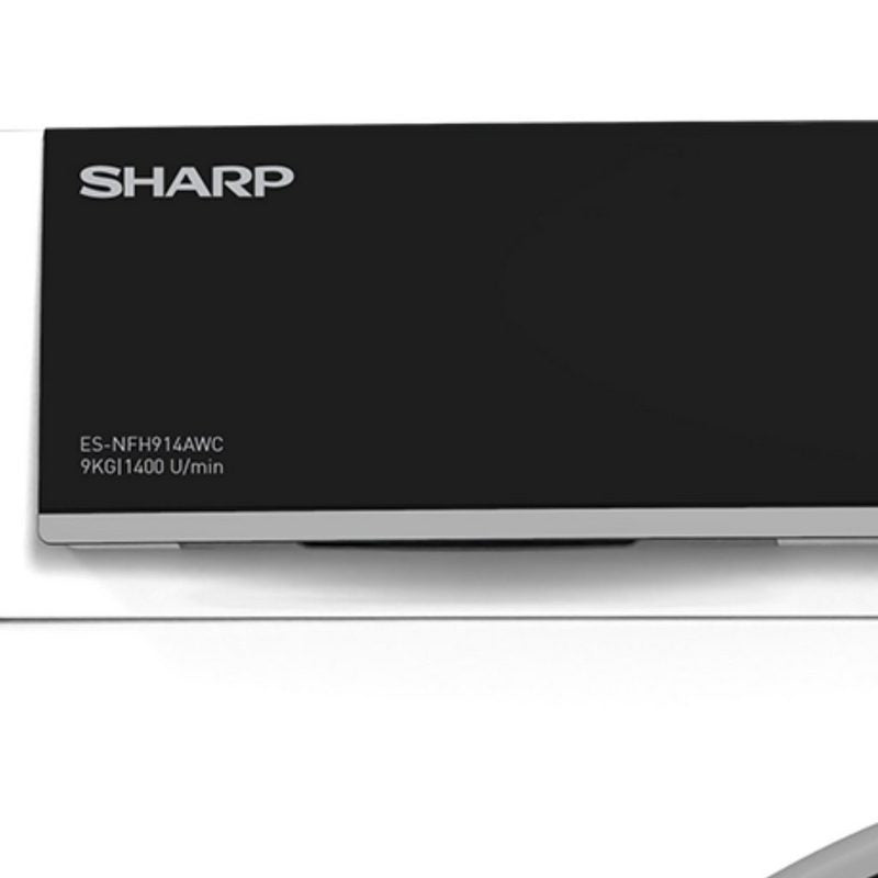 Sharp Waschmaschine ES-NFH914AWC-DE 900 kg 1400 U/min AllergySmart Super Silent - Tür mit Zweifachverglasung Advanced Inverter Motor AquaStop LED-Display