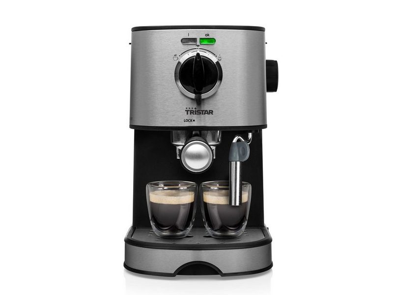 Tristar Espressomaschine italienische Siebdruck Kaffee & Siebträger-Maschine mit Milchaufschäumer für Latte Macchiato & Cappuccino Espressokocher