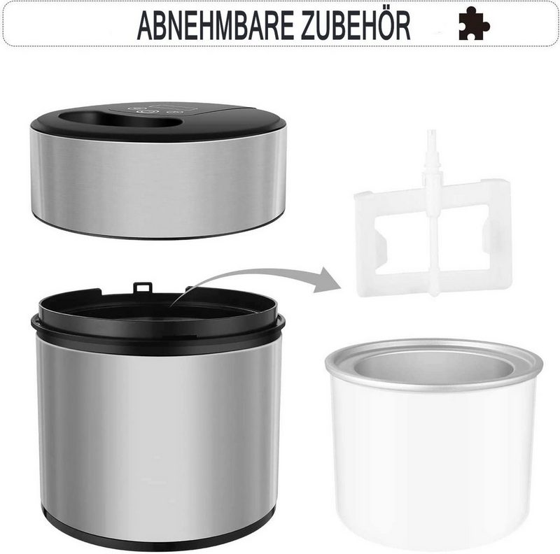 MVPower Eismaschine 200 l 1200 W Eismaschine 2L 12W Speiseeisbereiter mit Digitaler Timer & Deckelöffnung inkl. Eislöffel &Rezepte für Frozen Yoghurt Sorbet und Eiscreme Edelstahl