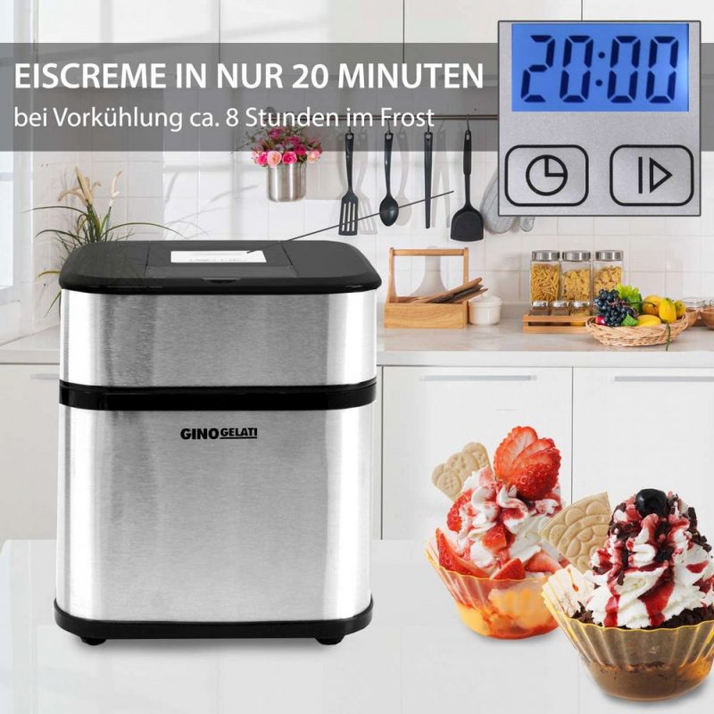 Syntrox Germany Eismaschine Syntrox Eismaschine Edelstahl Digital mit Timer Frozen Joghurt Maschine