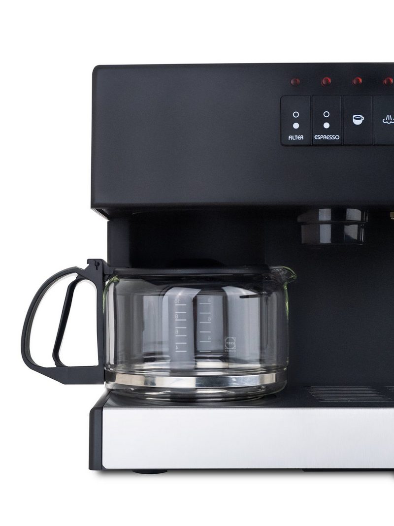 BRIEL Siebträger-/Filterkaffeemaschine DUO-Kaffeecenter ED132A Papierfilter 1x4 Aqua-Stop System mit Anti-Drip 20 bar Pumpe DUO System für Filterkaffee und Espresso BRITA Wasserfilter