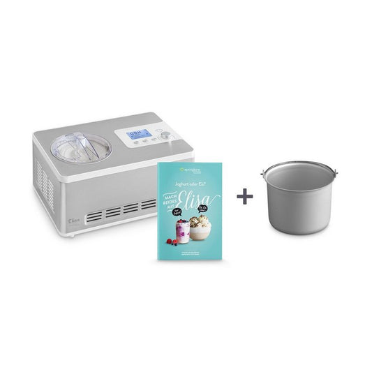 Springlane Eismaschine & Joghurtbereiter mit Kompressor inkl. Rezeptheft 2 l 180 W Elisa + Zusatzbehälter