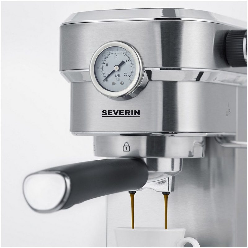 Severin Espressomaschine KA 5995 1.1l Kaffeekanne Für gemahlenen Kaffee oder ESE-Pads Inklusive Siebträger mit 3 Einsätzen und Edelstahlkännchen