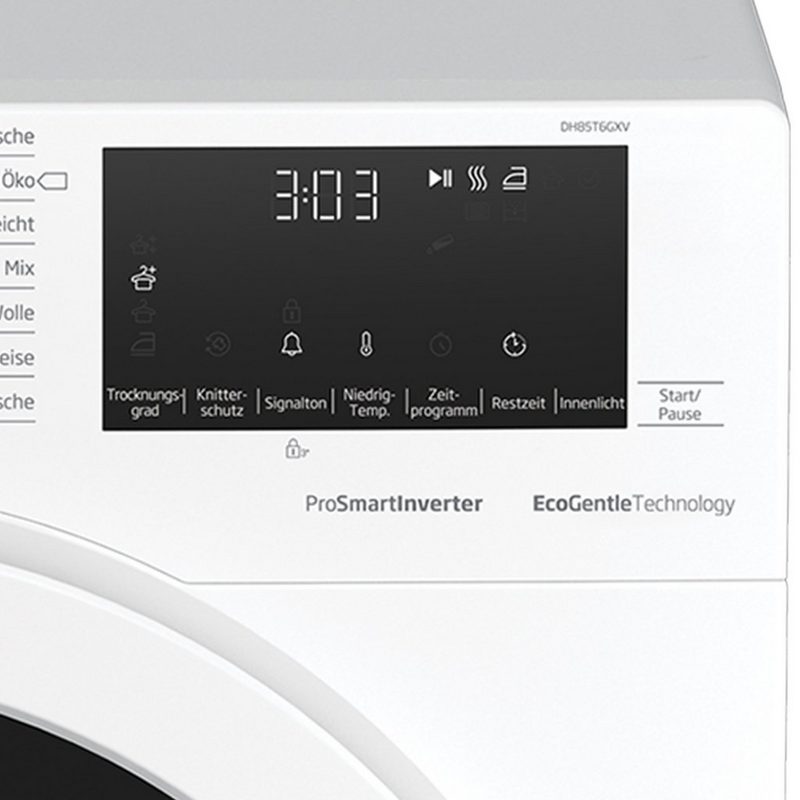 BEKO Wärmepumpentrockner DH85T6GXV 8 kg Sensortrocknung Knitterschutz Reversierende Trommel Allergikergeeignet Restzeitanzeige