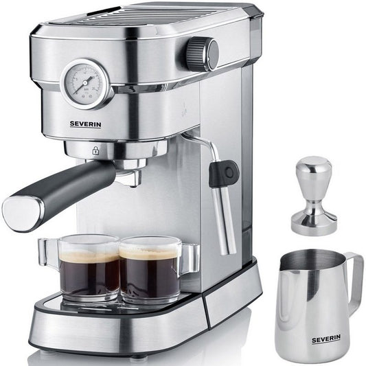 Severin Espressomaschine KA 5995 1.1l Kaffeekanne Für gemahlenen Kaffee oder ESE-Pads Inklusive Siebträger mit 3 Einsätzen und Edelstahlkännchen