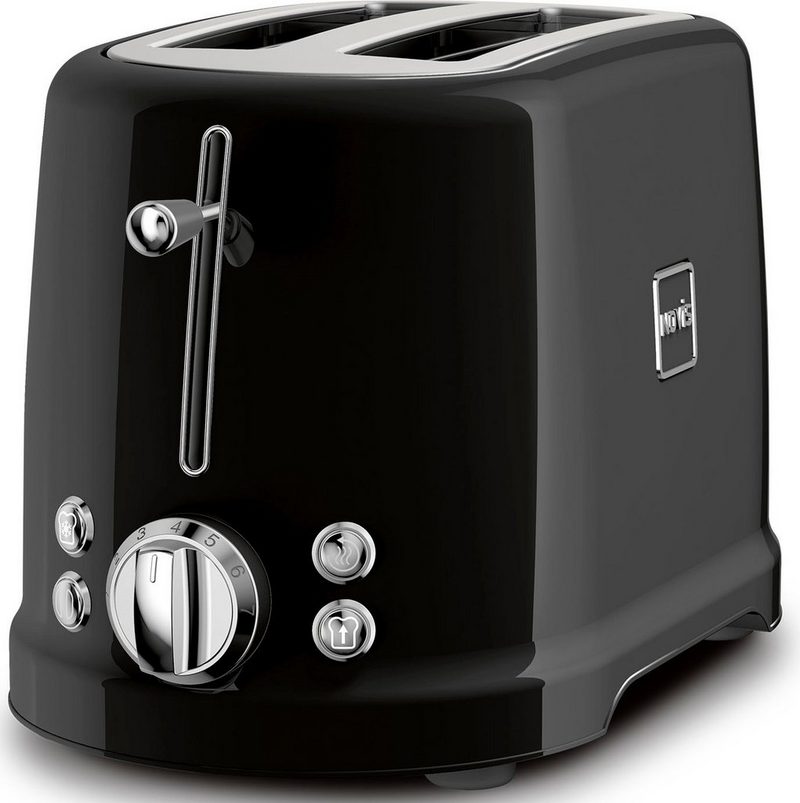 NOVIS Toaster T2 schwarz SET 2 kurze Schlitze 900 W mit Brötchenwärmer