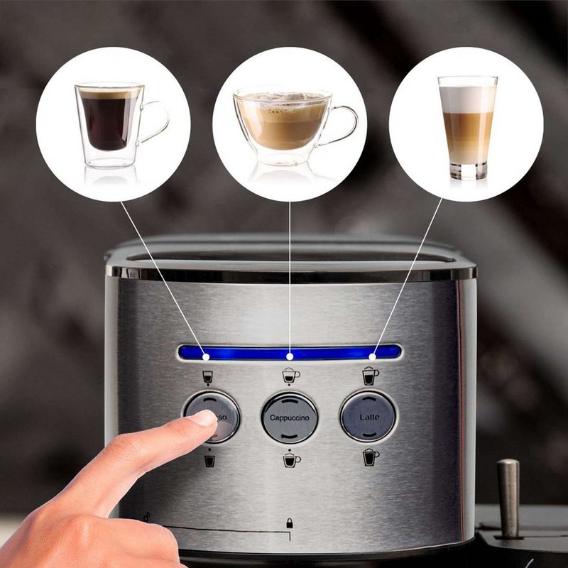 BluMill Espressomaschine Espresso Siebträger Siebträgermaschine mit integriertem Milchaufschäumer