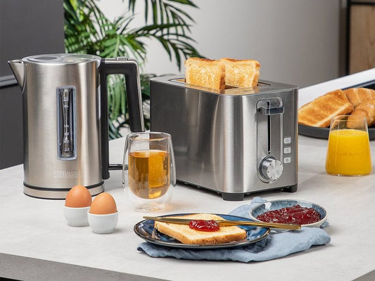 PRINCESS Toaster Doppelschlitz 850 W Frühstück-SET Doppelschlitz Toastmaschine & 17 Liter Wasserkocher ohne Kabel