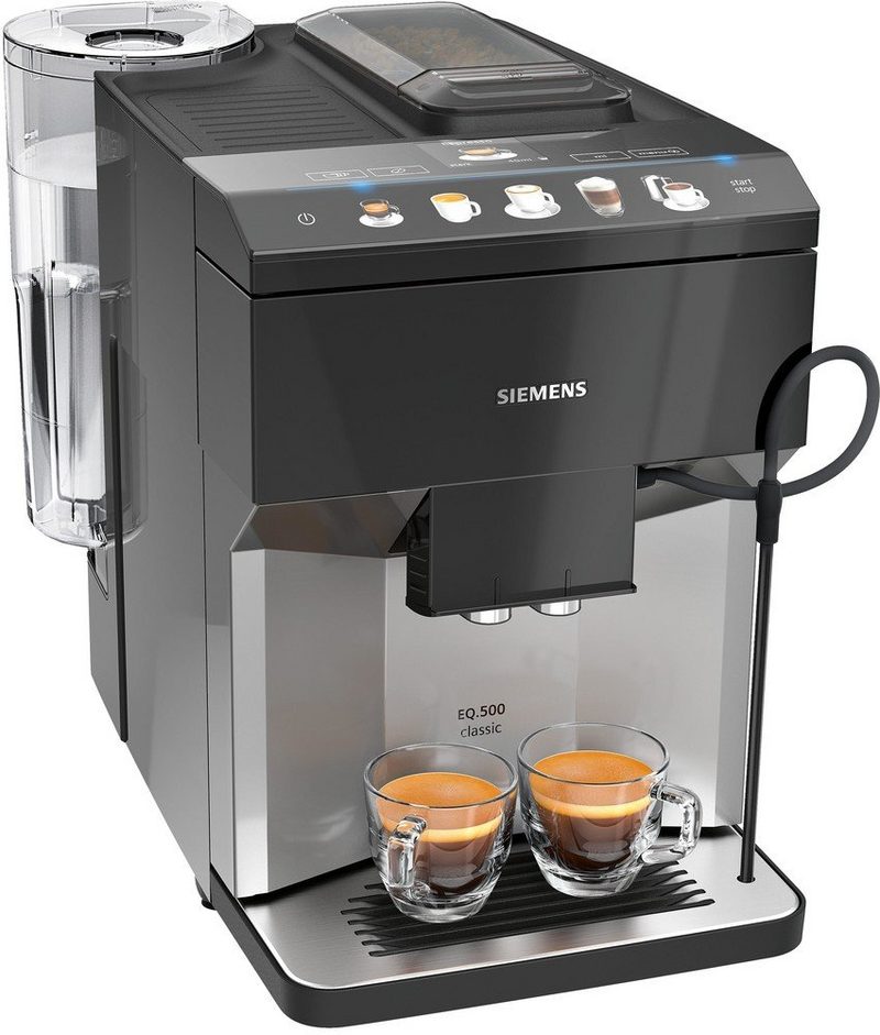 SIEMENS Kaffeevollautomat EQ.500 classic TP503D04 Herausnehmbare Brühgruppe Automatisches Reinigungssystem Integrierte Aufschäumhilfe BRITA Filter