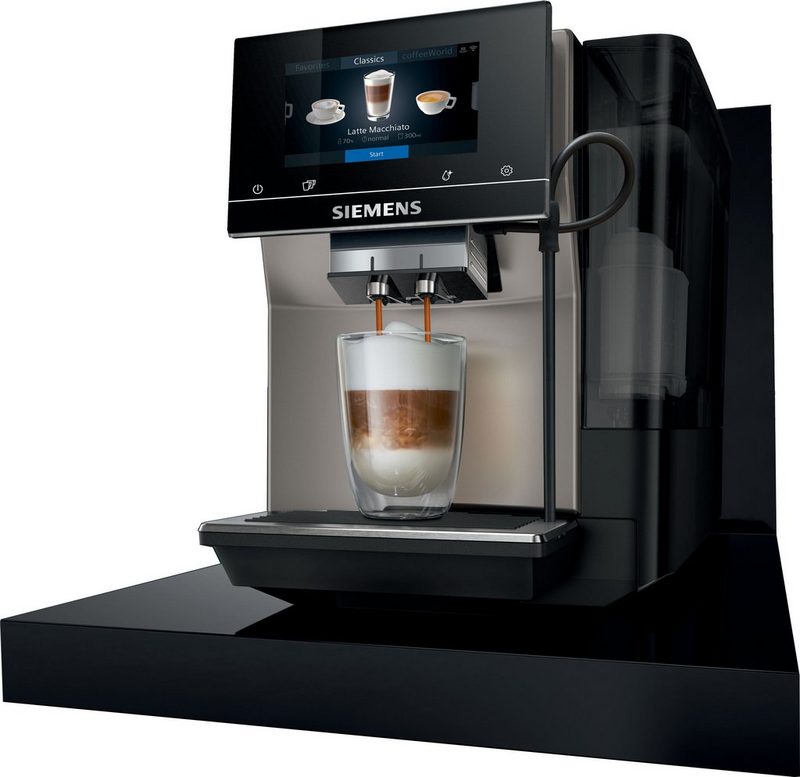 SIEMENS Kaffeevollautomat EQ.700 classic TP705D01 intuitives Full-Touch-Display bis zu 10 individuelle Kaffee-Favoriten automatische Milchsystem-Reinigung grau