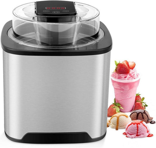 MVPower Eismaschine 200 l 1200 W 2L Speiseeisbereiter 12W mit Timer (5 bis 45 Min) LCD-Anzeige inkl. Rezeptheft für Eis Frozen Yoghurt und Sorbet Abnehmbar