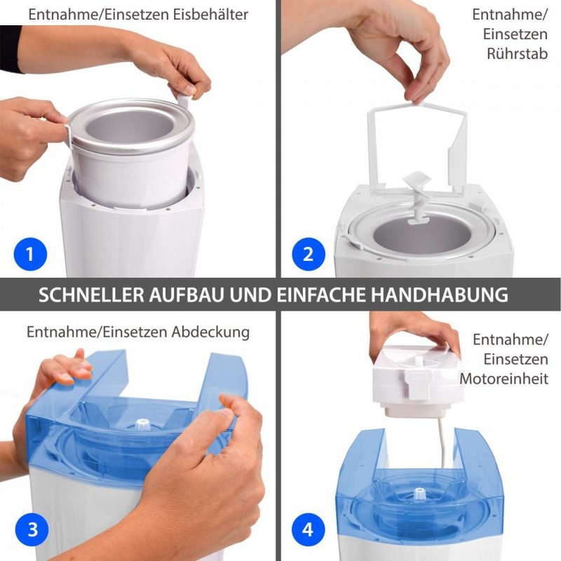 Syntrox Germany Eismaschine Syntrox Softeismaschine Eismaschine Frozen Joghurt Maschine 4in1 blau