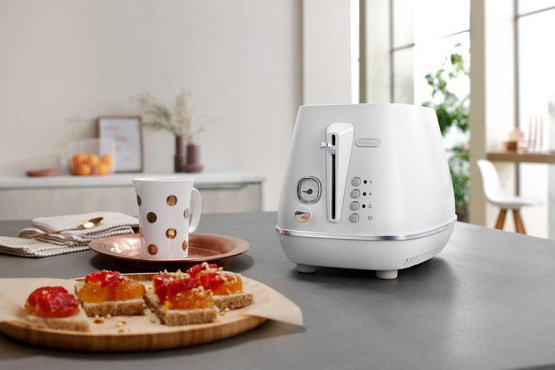 DeLonghi Toaster Distinta Moments CTIN 2103.W – Sunrise White 2 kurze Schlitze für 2 Scheiben 900 W