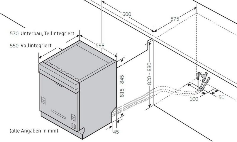 Samsung teilintegrierbarer Geschirrspüler DW7500 DW60R7050SG 14 Maßgedecke