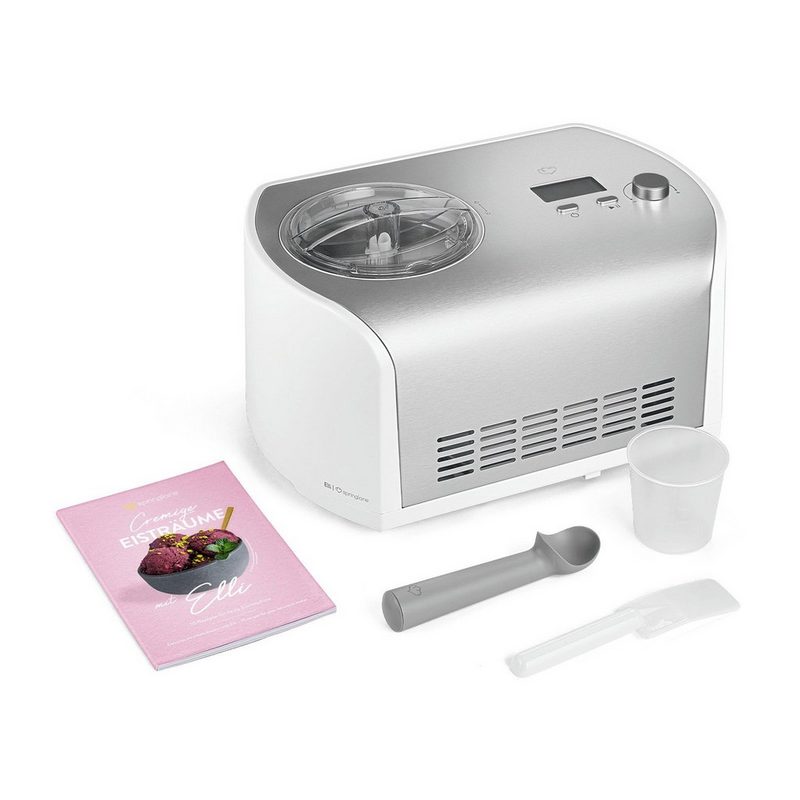 Springlane Eismaschine mit Kompressor inkl. Rezeptheft 1.2 l 135 W Elli + 2 Eispulver Nice Eis