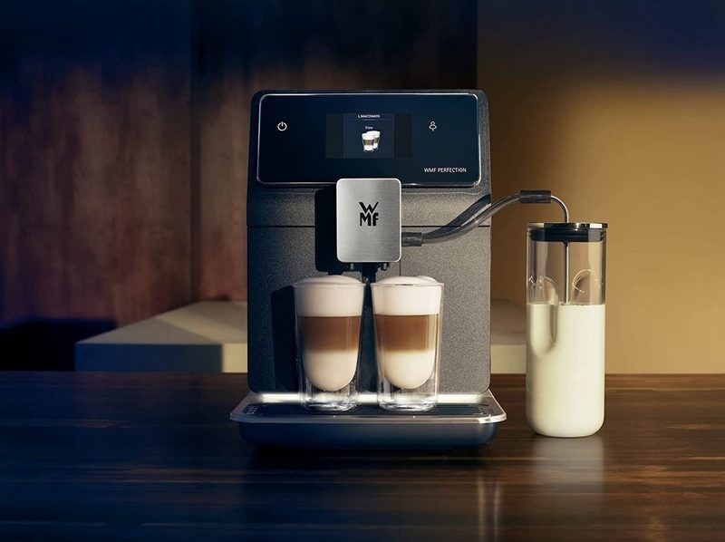 WMF Kaffeevollautomat Perfection 880L mit Milchsystem 18 Getränkespezialitäten Double Thermoblock Edelstahl-Mahlwerk Nutzerprofil 1l Milchbehälter