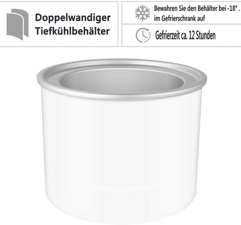 MVPower Eismaschine 200 l 1200 W Eismaschine 2L 12W Speiseeisbereiter mit Digitaler Timer & Deckelöffnung inkl. Eislöffel &Rezepte für Frozen Yoghurt Sorbet und Eiscreme Edelstahl