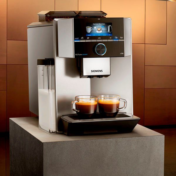 SIEMENS Kaffeevollautomat EQ.9 plus connect s500 TI9558X1DE extra leise automatische Reinigung bis zu 10 individuelle Profile