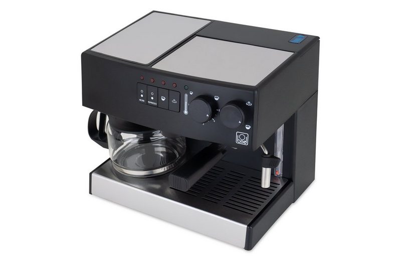 BRIEL Siebträger-/Filterkaffeemaschine DUO-Kaffeecenter ED132A Papierfilter 1x4 Aqua-Stop System mit Anti-Drip 20 bar Pumpe DUO System für Filterkaffee und Espresso BRITA Wasserfilter