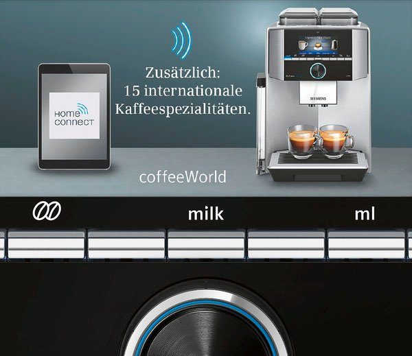 SIEMENS Kaffeevollautomat EQ.9 plus connect s500 TI9558X1DE extra leise automatische Reinigung bis zu 10 individuelle Profile