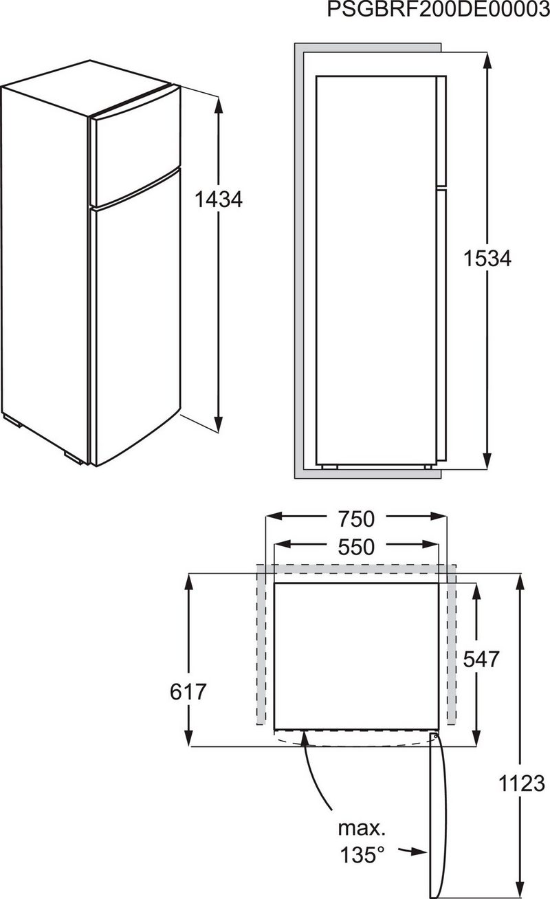 AEG Kühl-/Gefrierkombination RDB424E1AW 1434 cm hoch 55 cm breit