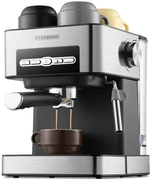 STEINBORG Espressomaschine SB-6040 Edelstahl Design 15 bar Milchaufschäumer