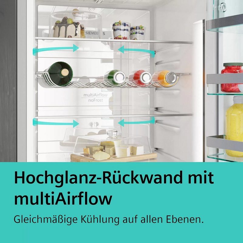 SIEMENS Kühl-/Gefrierkombination 2 x hyperFresh Box LED-Display EmotionLight MultiAirflow-System EEK: D KG39N2IDF