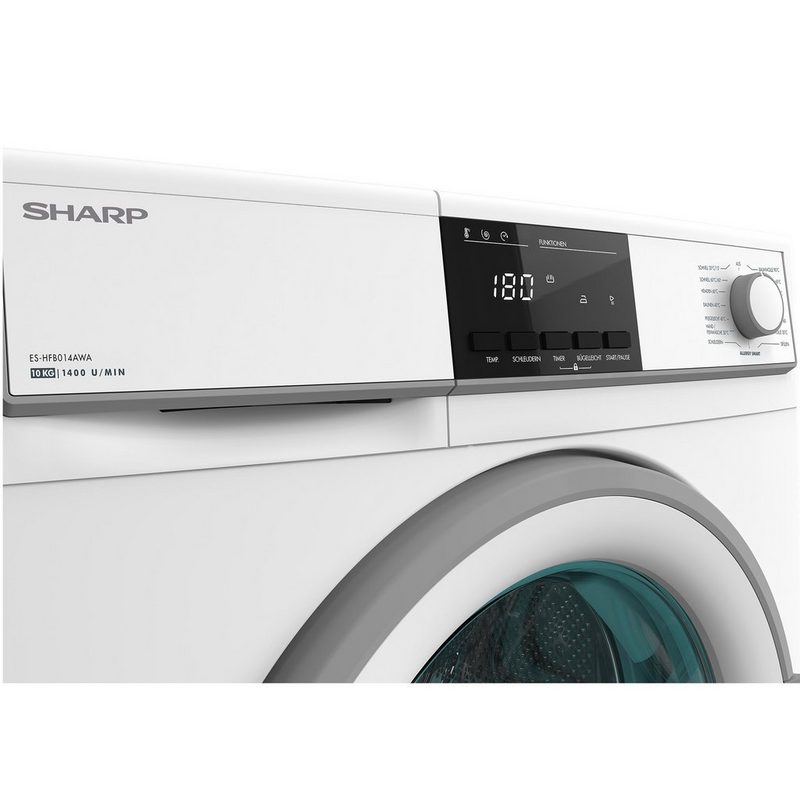 Sharp Waschmaschine ES-HFB014AWA-DE 10 kg 1400 U/min AllergySmart EcoLogic System Antibakterielles Material ChildLock AquaStop