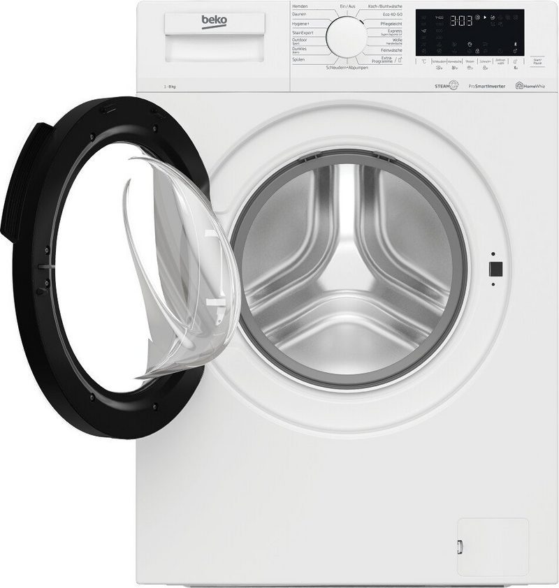 BEKO Waschmaschine Frontlader freistehend 8 kg Bluetooth EEK: A EX8146ST1