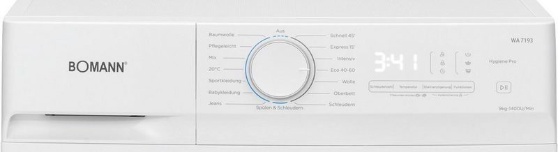 BOMANN Waschmaschine WA 7193 9 kg 15 Programme 1400 U/min. LED-Display